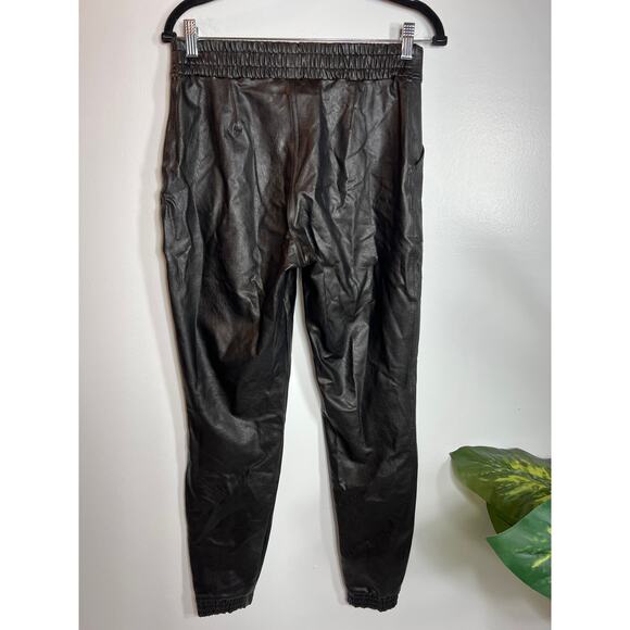 Spanx Black Noir Leather Like Jogger Pants Medium 8 / 10 Capsule Spring Vegan - Picture 7 of 14